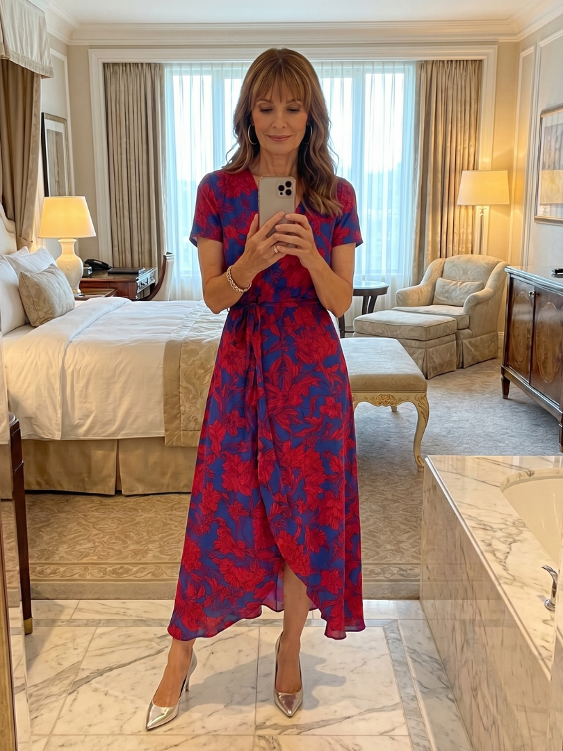 Gwenaëlle — Robe midi portefeuille fleurie