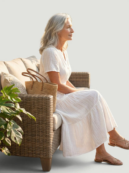 Ombline — Robe longue à taille froncée