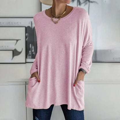 Maëlys | Tunique longue à poches — Rose poudré