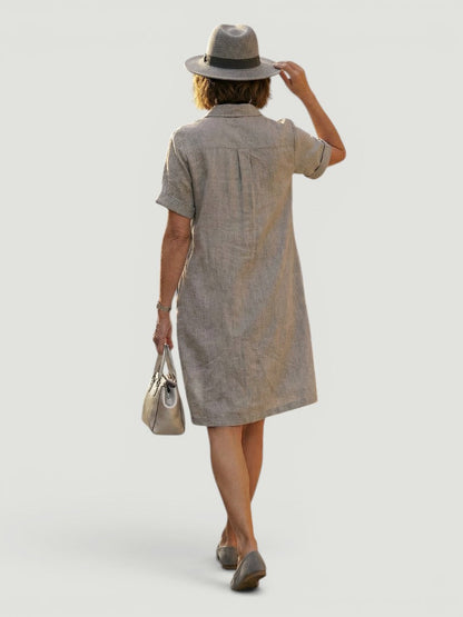 Lorène — Robe courte chemise à poches