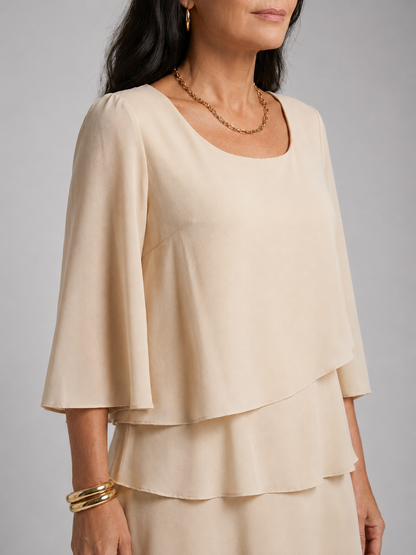 Élise — Robe à volants et manches évasées