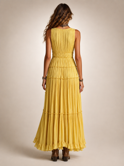 Garance — Robe longue bohème à volants étagés