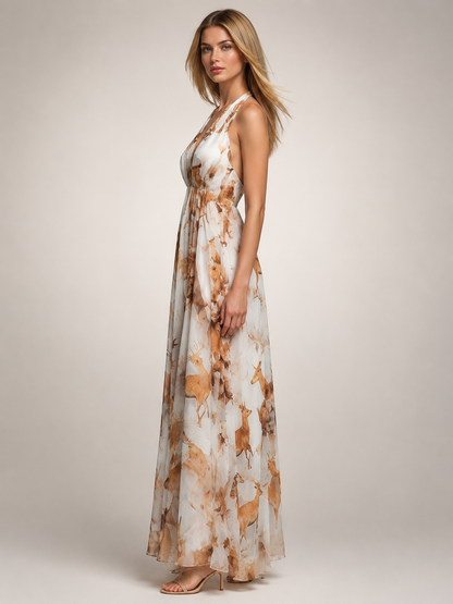 Rosemonde — Robe longue bohème à col licou