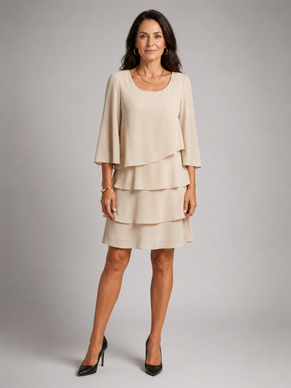 Élise — Robe à volants et manches évasées, coloris Écru