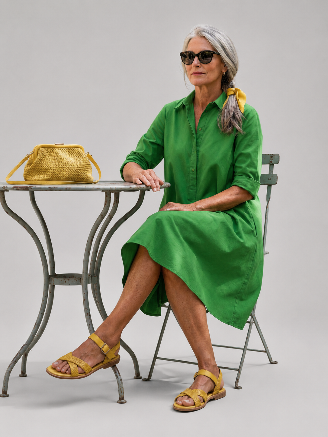 Fleur — Robe courte chemise unie à poches