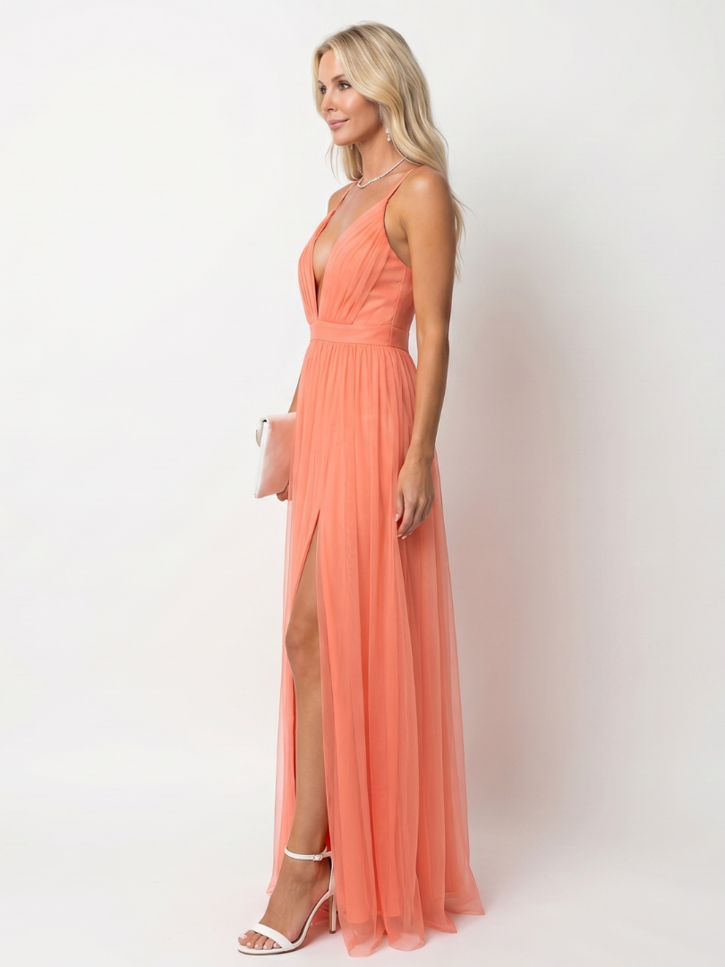 Perle — Robe longue en tulle plissé