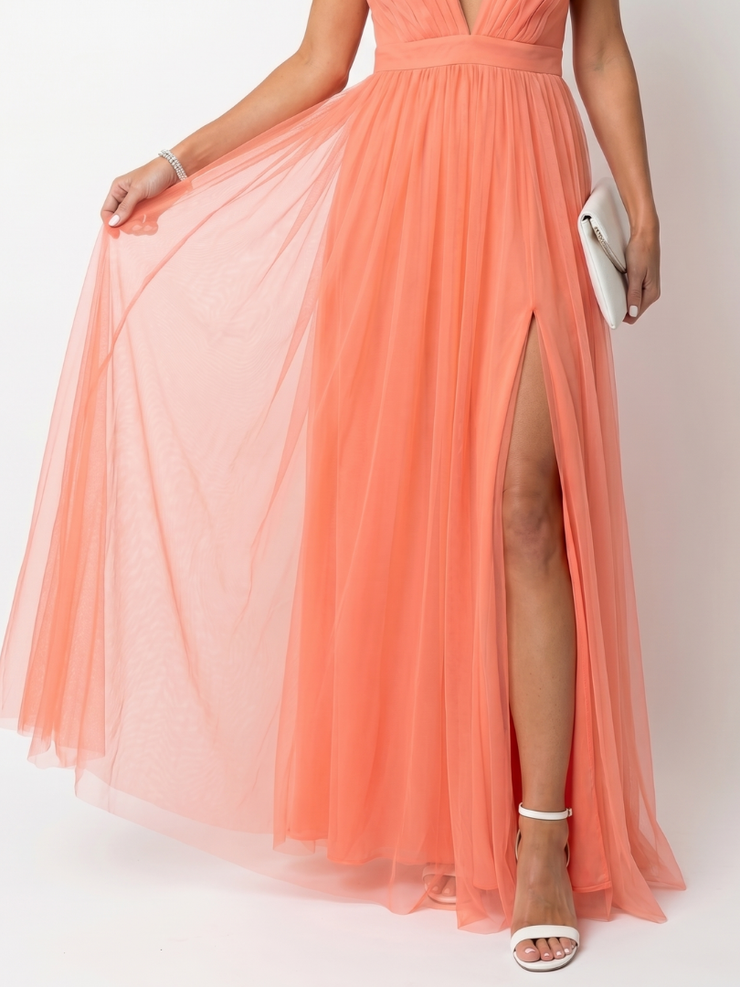 Perle — Robe longue en tulle plissé