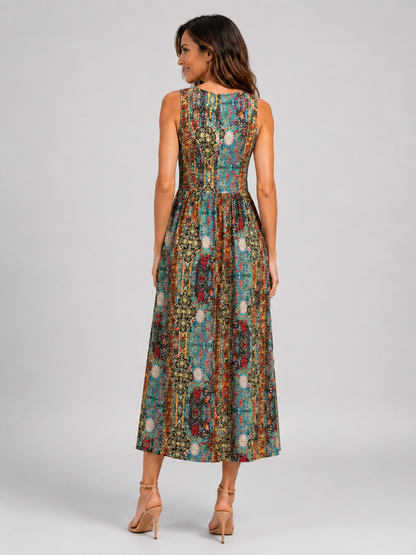 Ambre — Robe midi bohème à col licou