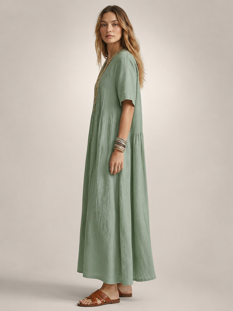 Améline — Robe longue plissée