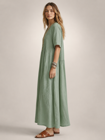 Améline — Robe longue plissée