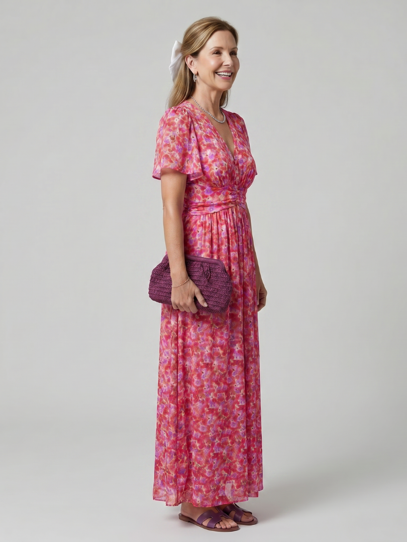 Elsa — Robe longue à petites fleurs