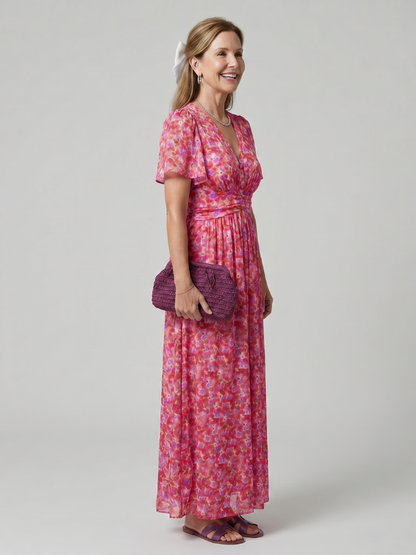 Elsa — Robe longue à petites fleurs