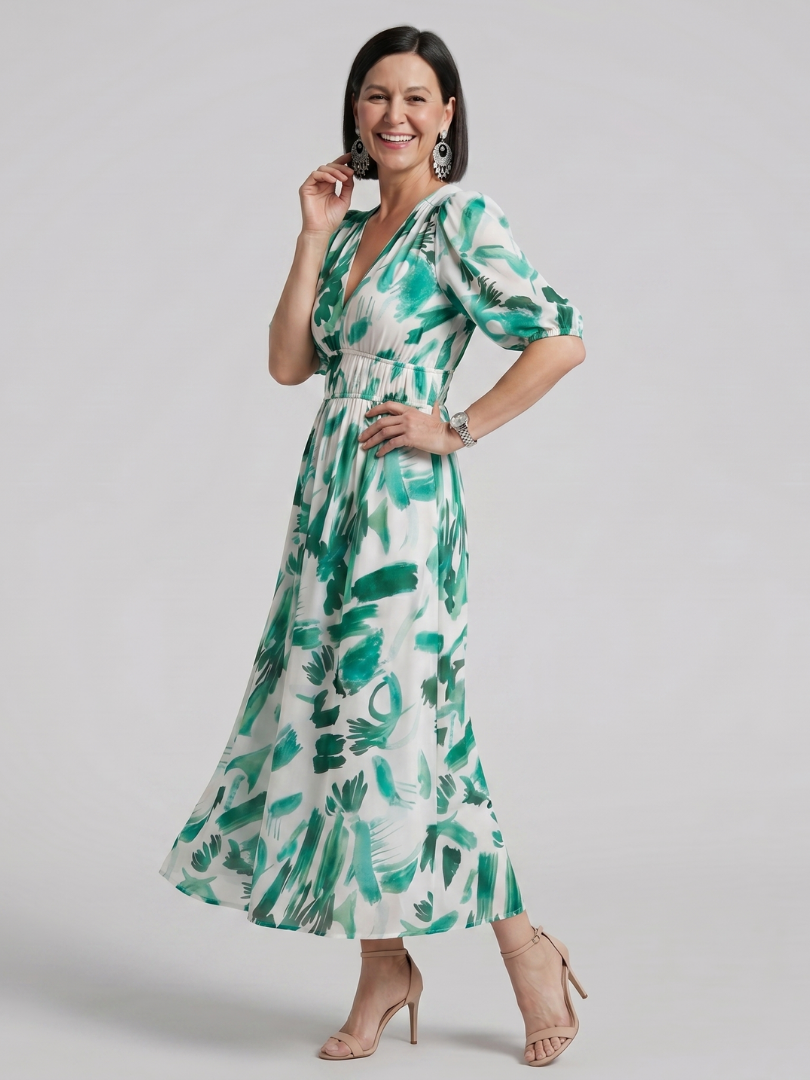 Léopoldine — Robe longue à manches ballon