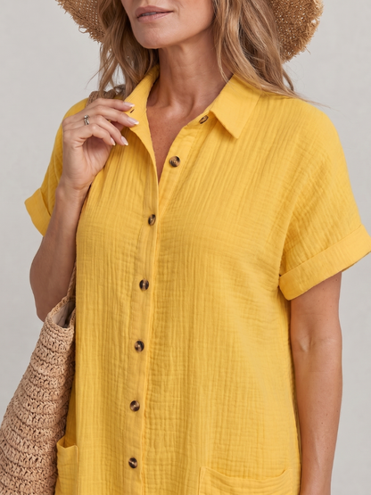 Mathilde — Robe chemise en gaze de coton