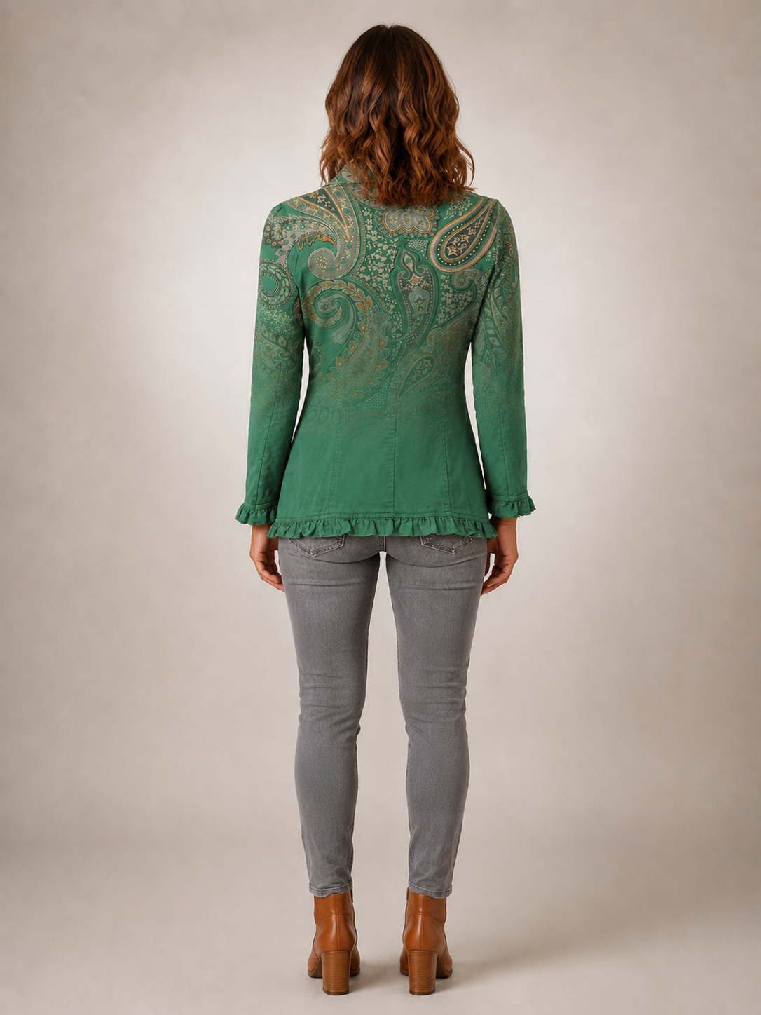 Jemara | Kurtka boho z falbankami we wzór paisley