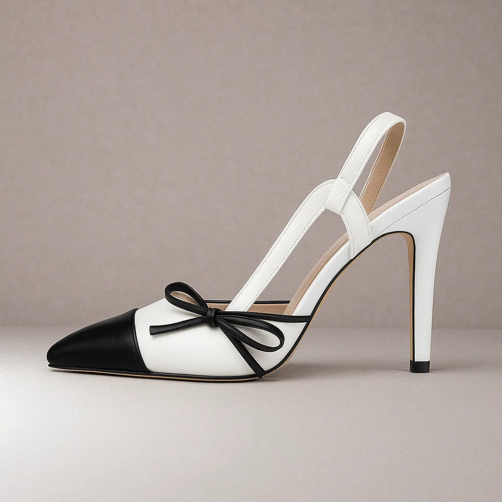 Bettina | Czółenka slingback w szpic z kokardką