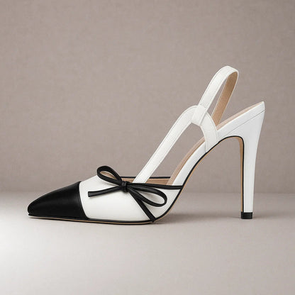 Bettina | Czółenka slingback w szpic z kokardką