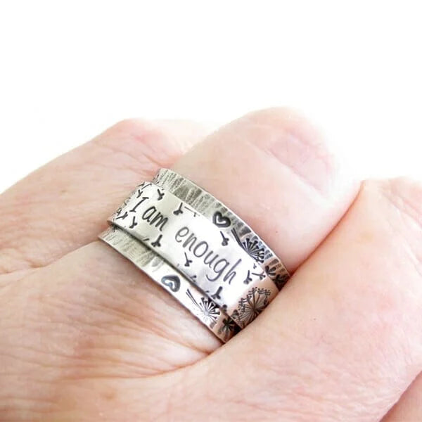 Pissenlit | Bague tournante large argentée à motif de pissenlit – Vue 04