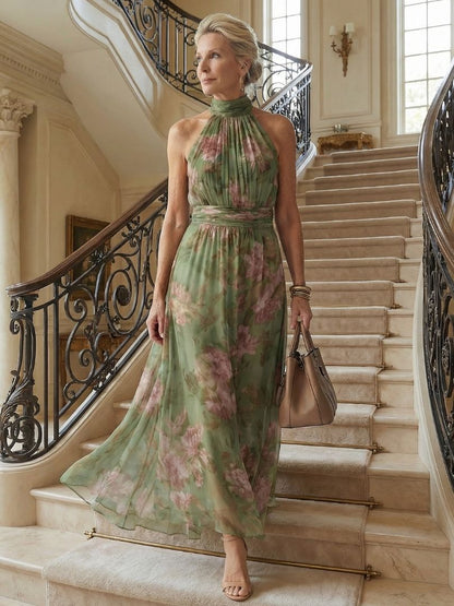 Anouck — Robe longue dos nu à taille froncée