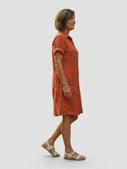 Lorène — Robe courte chemise à poches