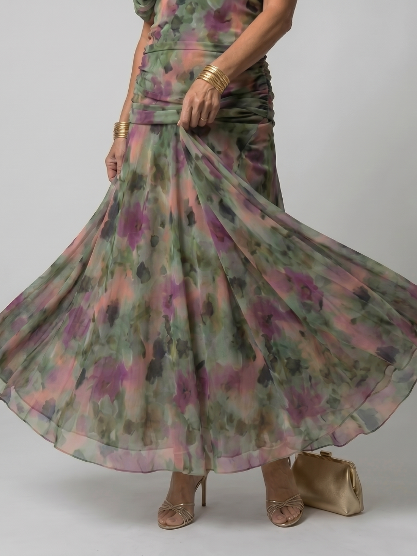Sidoine — Robe longue épaules dénudées froncée