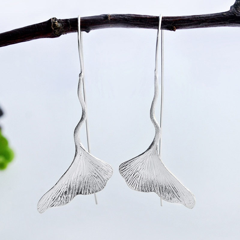 Feuille Éventail | Longues boucles d'oreilles en forme de feuille – Vue 02