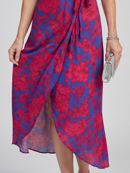 Gwenaëlle — Robe midi portefeuille fleurie