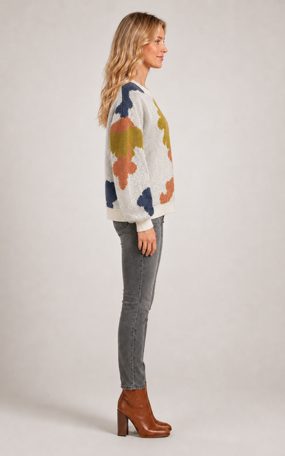 Sydney | Kwiatowy sweter z dzianiny
