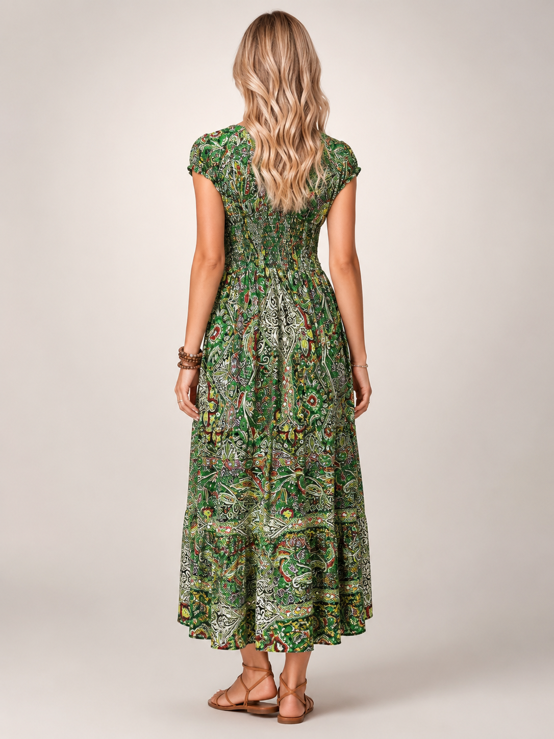 Ombeline — Robe longue bohème à imprimé cachemire
