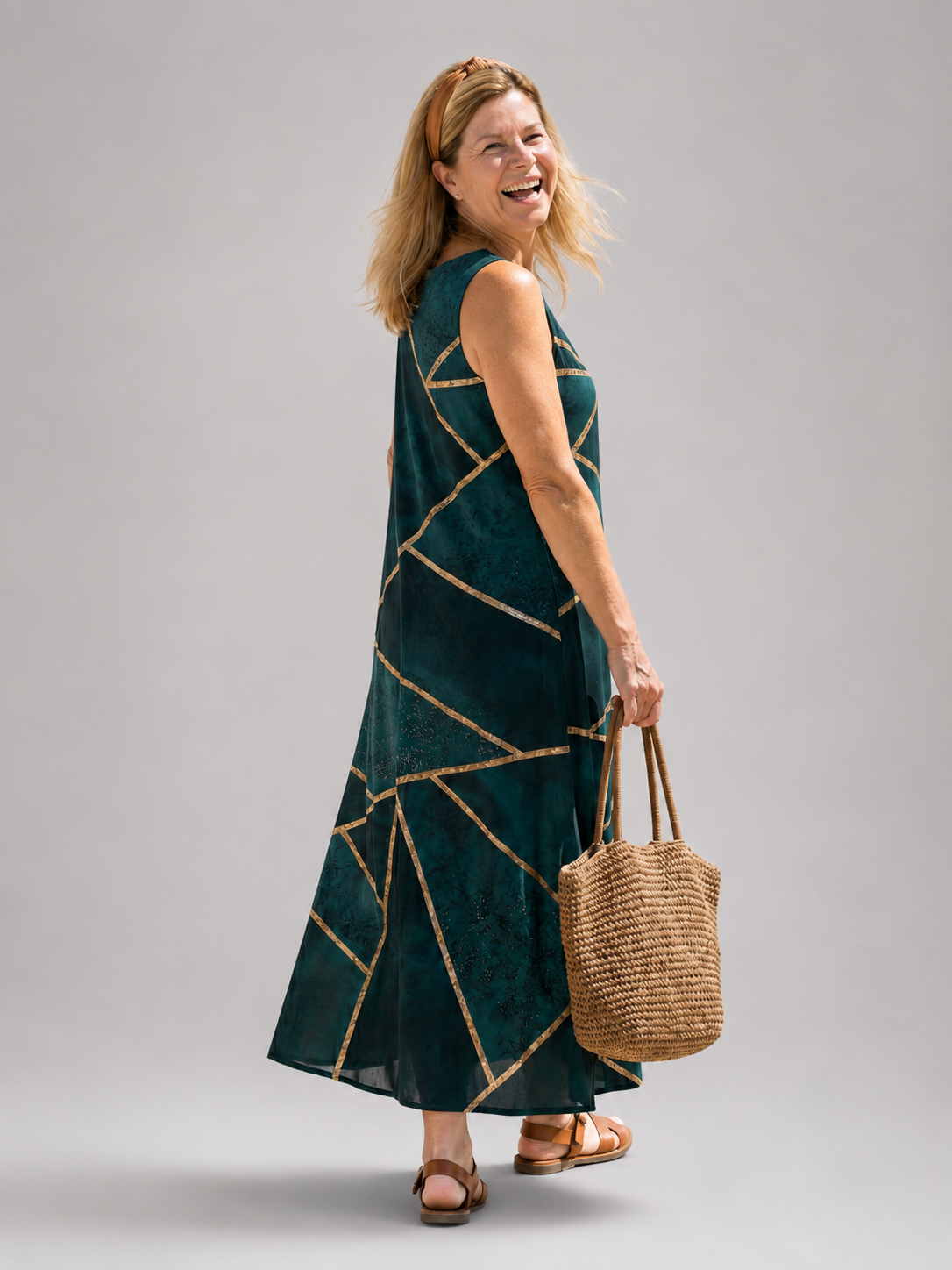 Oriane — Robe longue à motif géométrique