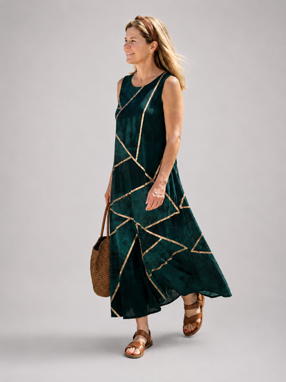 Oriane — Robe longue à motif géométrique