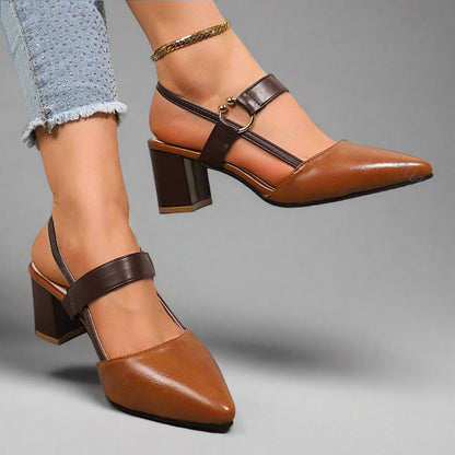Helena | Czółenka slingback w szpic na słupku