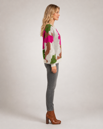 Sydney | Kwiatowy sweter z dzianiny