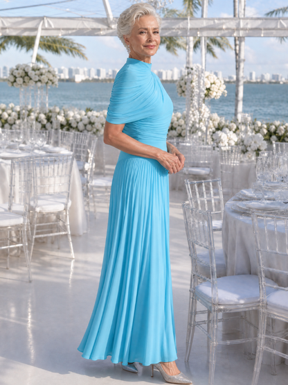 Romane — Robe longue drapée à une épaule