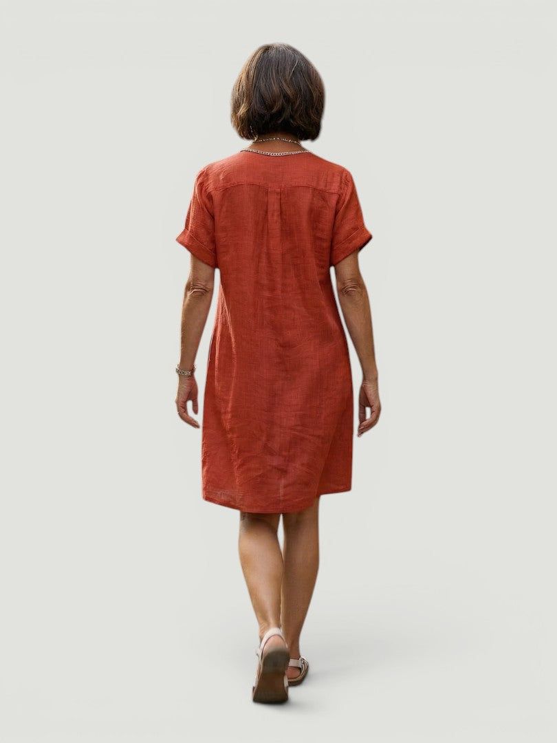 Lorène — Robe courte chemise à poches