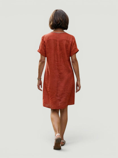 Lorène — Robe courte chemise à poches