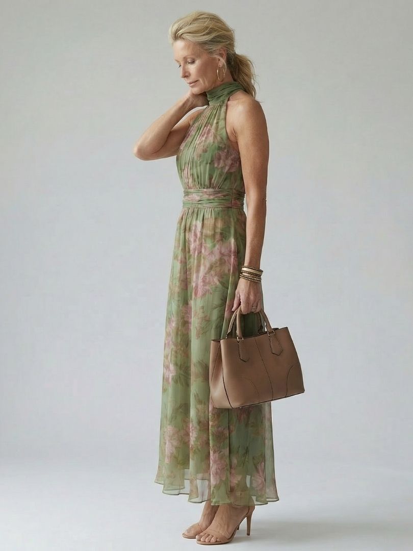 Anouck — Robe longue dos nu à taille froncée