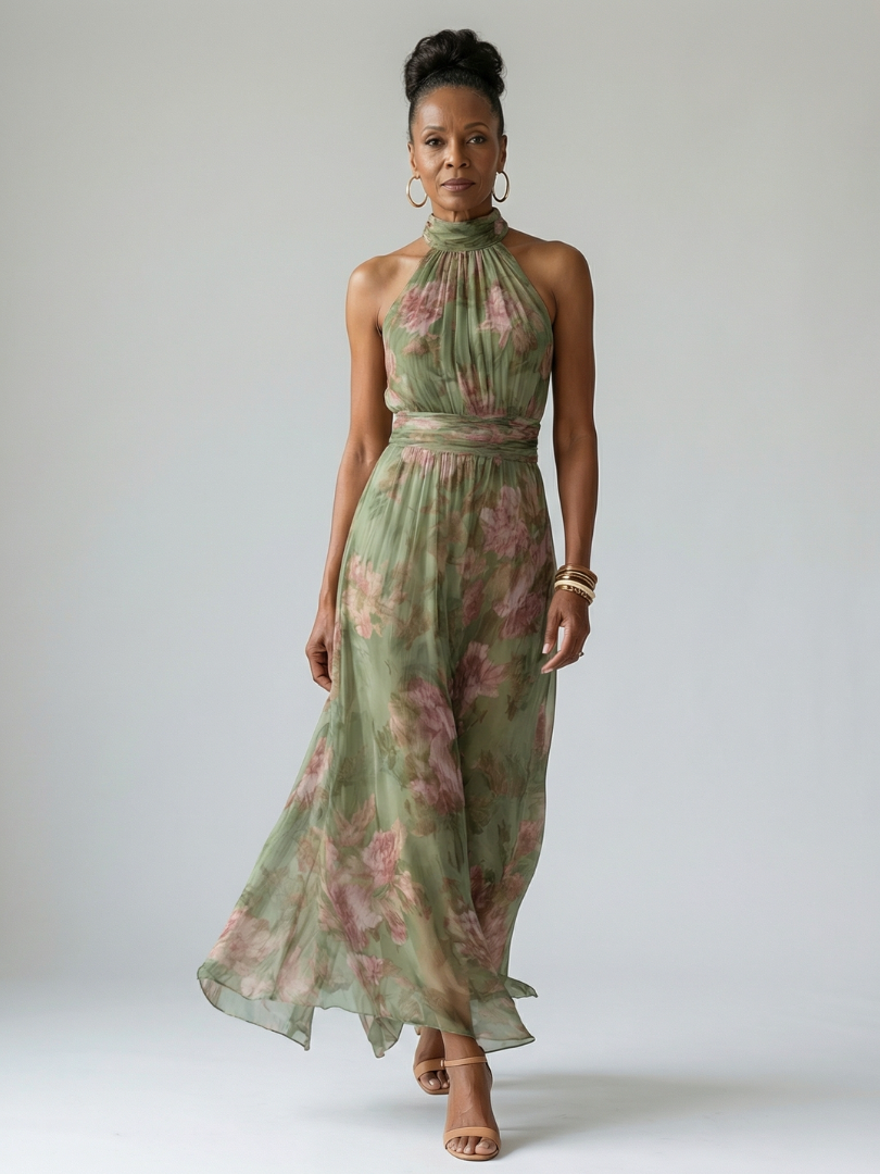 Anouck — Robe longue dos nu à taille froncée