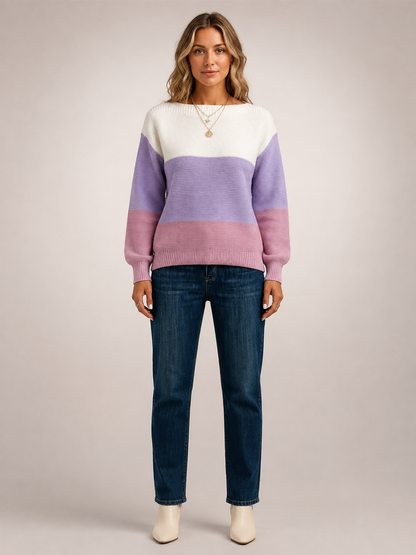 Adèle | Sweter color-block z dekoltem w łódkę