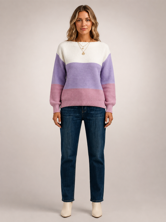 Adèle | Sweter color-block z dekoltem w łódkę