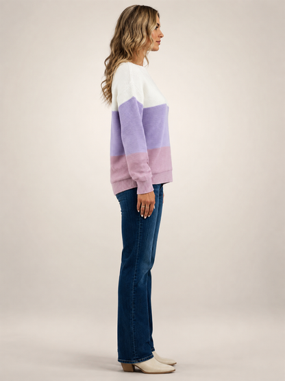 Adèle | Sweter color-block z dekoltem w łódkę