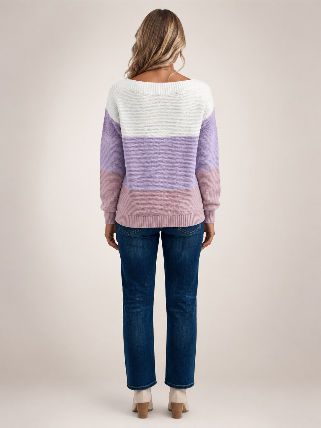 Adèle | Sweter color-block z dekoltem w łódkę