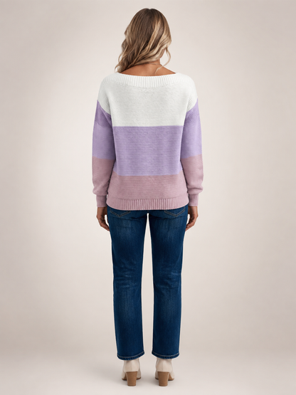 Adèle | Sweter color-block z dekoltem w łódkę