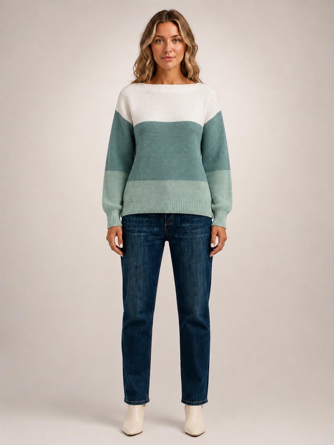 Adèle | Sweter color-block z dekoltem w łódkę