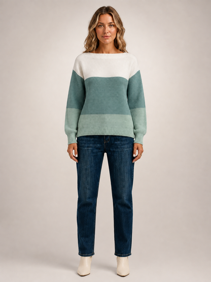 Adèle | Sweter color-block z dekoltem w łódkę