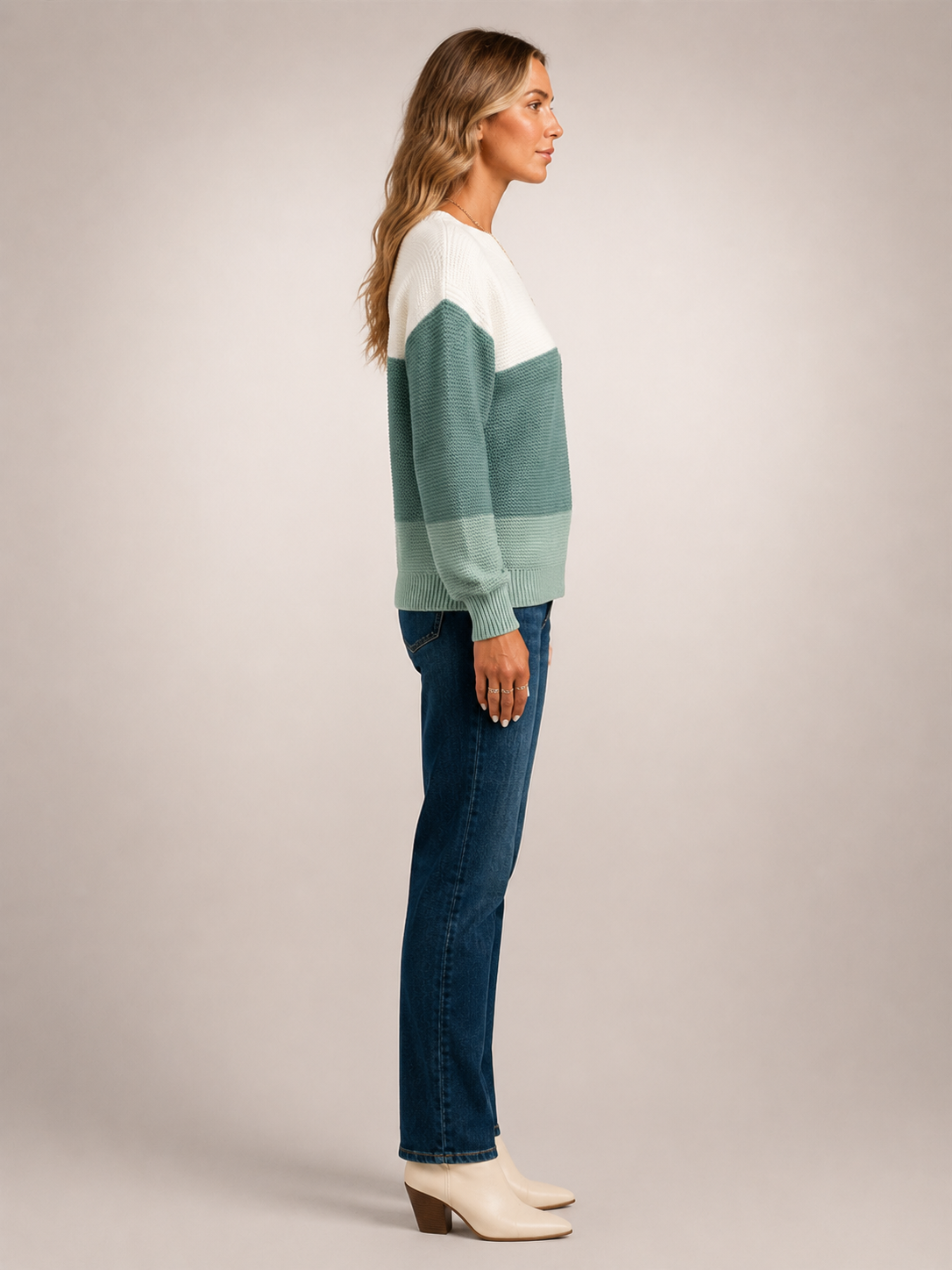 Adèle | Sweter color-block z dekoltem w łódkę