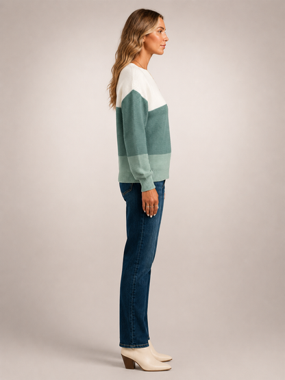 Adèle | Sweter color-block z dekoltem w łódkę