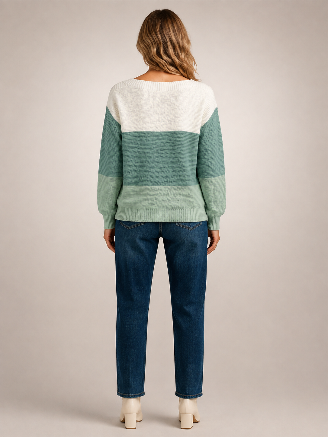 Adèle | Sweter color-block z dekoltem w łódkę