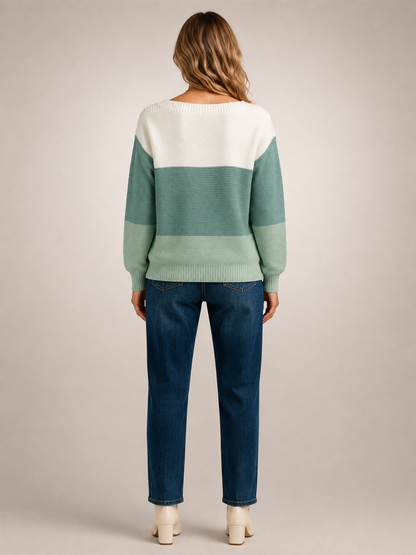Adèle | Sweter color-block z dekoltem w łódkę