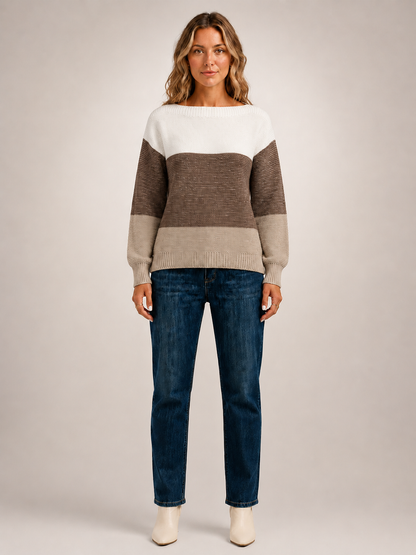 Adèle | Sweter color-block z dekoltem w łódkę